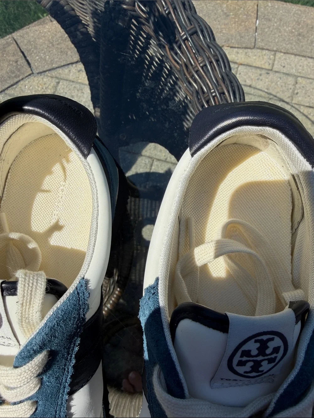 Tory Burch Blue and White Suede & Leather Sneakers